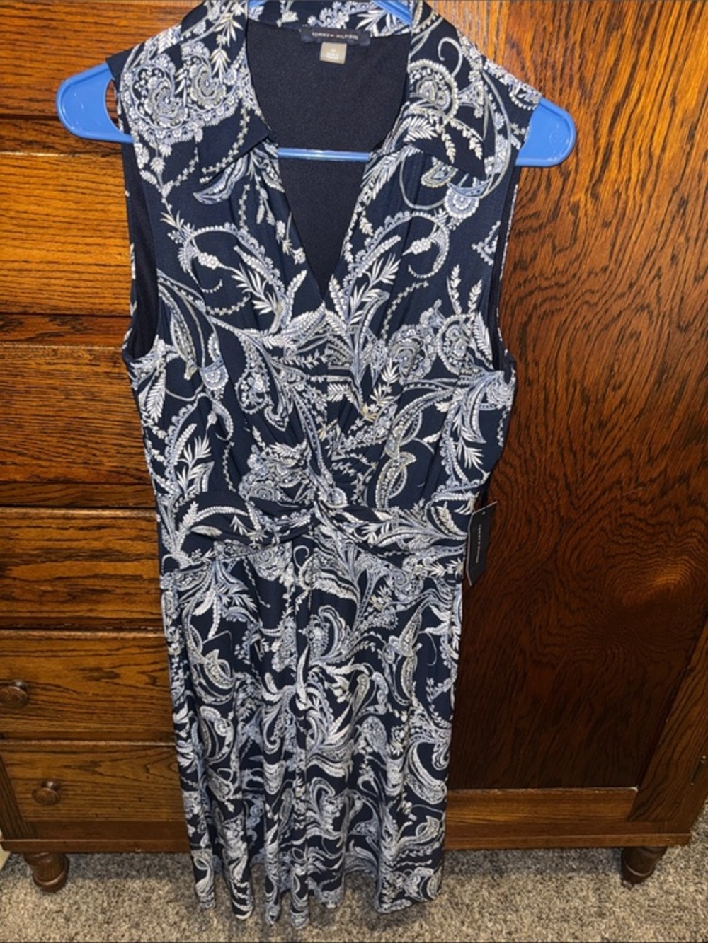 Tommy Hilfiger Navy and White Paisley Maxi Dress